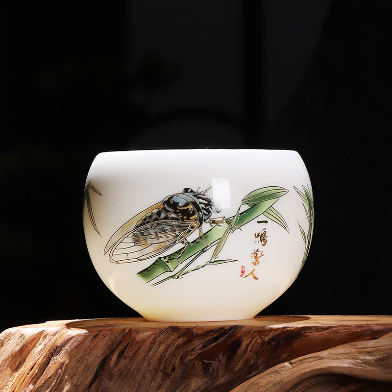 Tragbare Schaf Fett Jade Porzellan Chinesische Sternzeichen Tasse Weiß Porzellan Tee Handgemachte Keramik Individuelle Tasse Master Tee Tassen – Detail 1