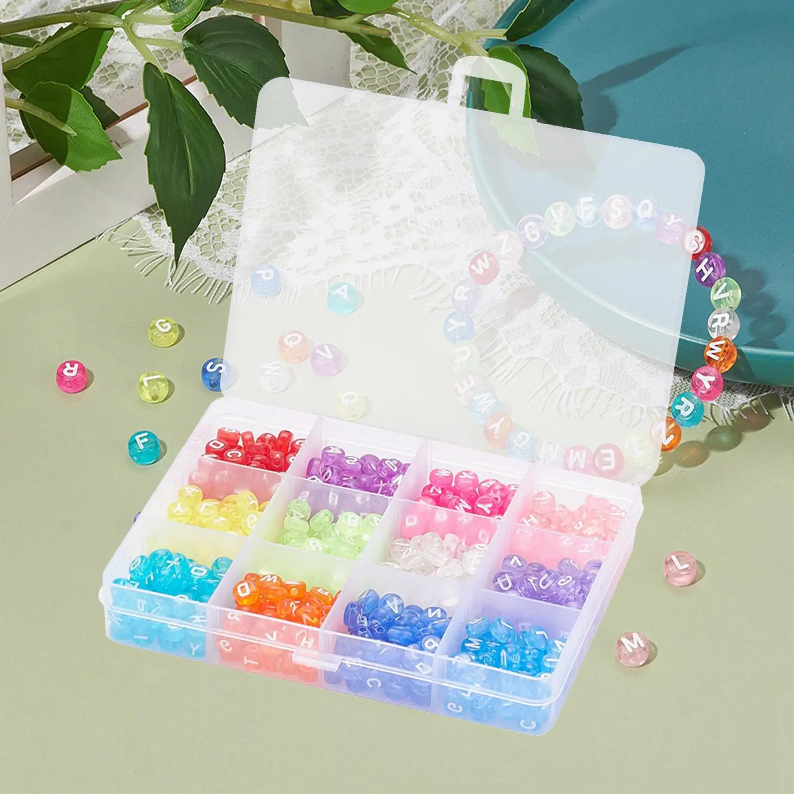 600Pcs Round Acrylic Alphabet Letter Beads DIY Charms Mixed 12Colors A-Z Letter for Crafts Key Chains Earring Necklace Bracelets