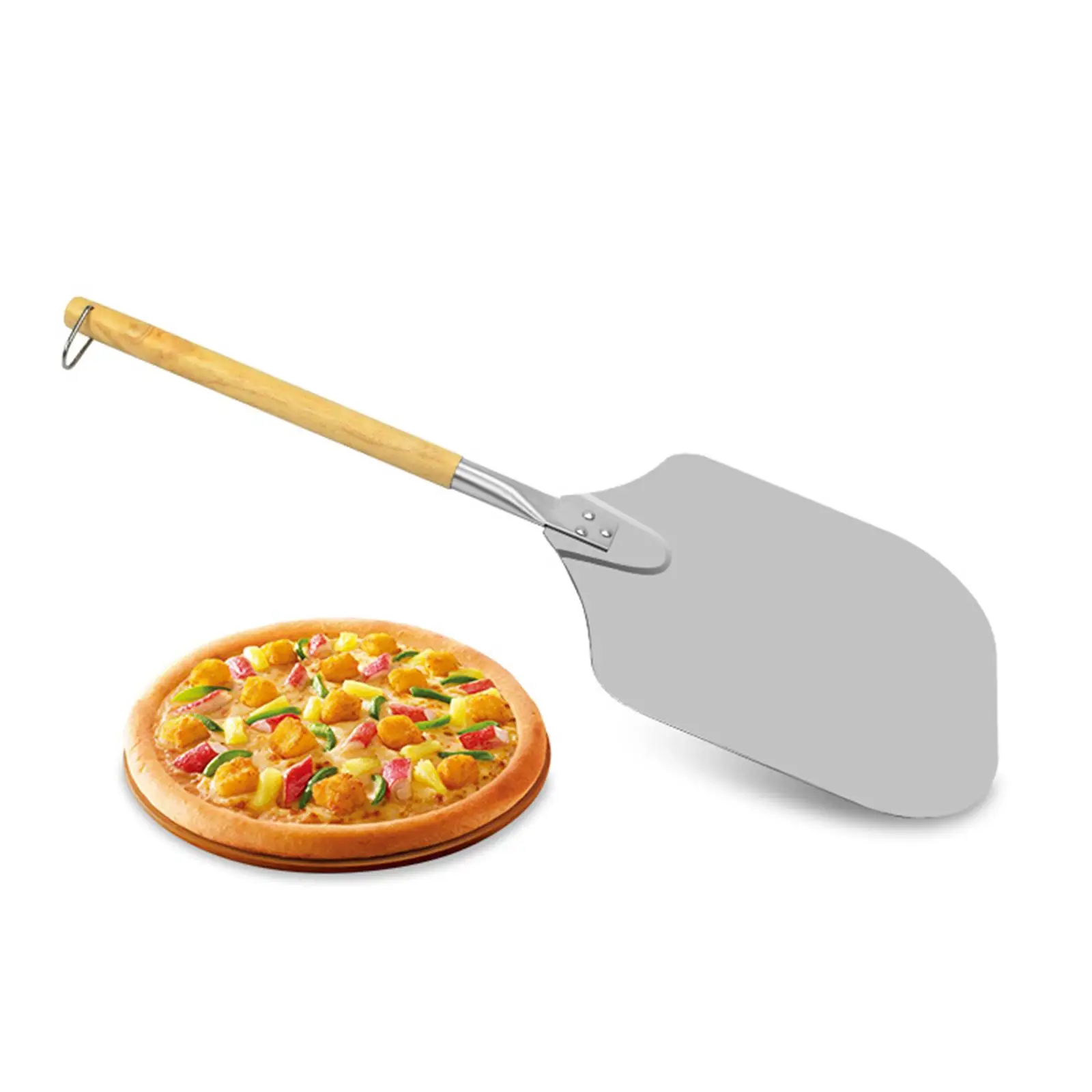 Practical Stainless Steel Pizza Peel Detachable Wood Handle Oven or Grill Use Pizza Shovel Pizza Paddle Kitchen Baking Tools