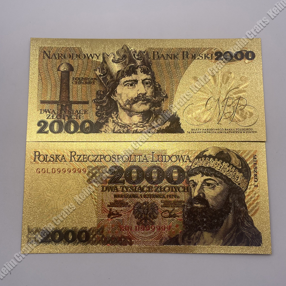 Description Picture 3 of itemNew 10 Designs Poland Gold Banknotes 2000 5000 10000 20000 50000 100000 200000 500000 PLN for Partriotism Crafts Collection Gift