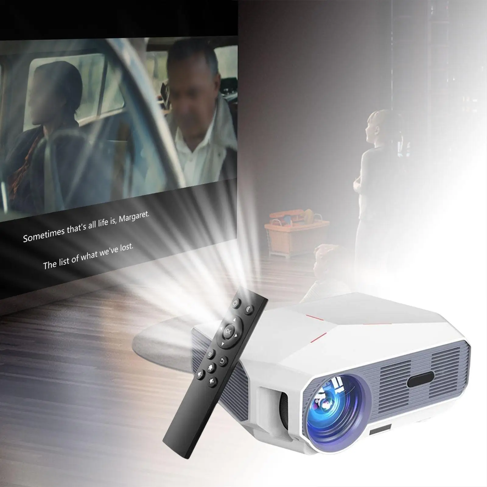 Outdoor Movie Projector 300 ANSI 4600 Lumens LED Home Theater Projectors for Meeting Work Study Entertainment Kids Adults Gift