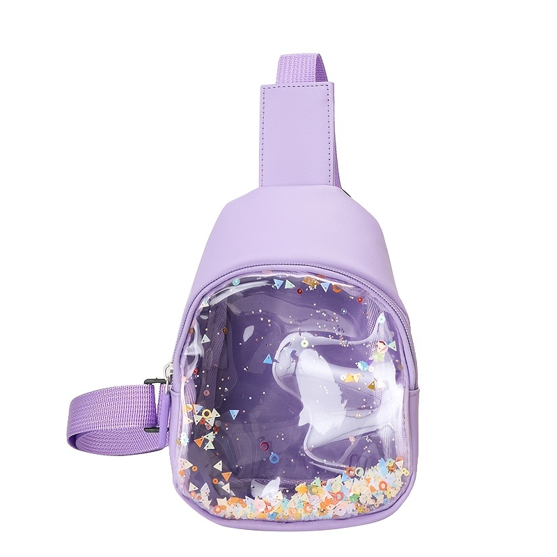 Baby Mädchen niedlich bunte transparente Pailletten Hüft tasche schöne Kinder Reiß verschluss Umhängetasche verstellbare Träger Umhängetaschen – Detail 13