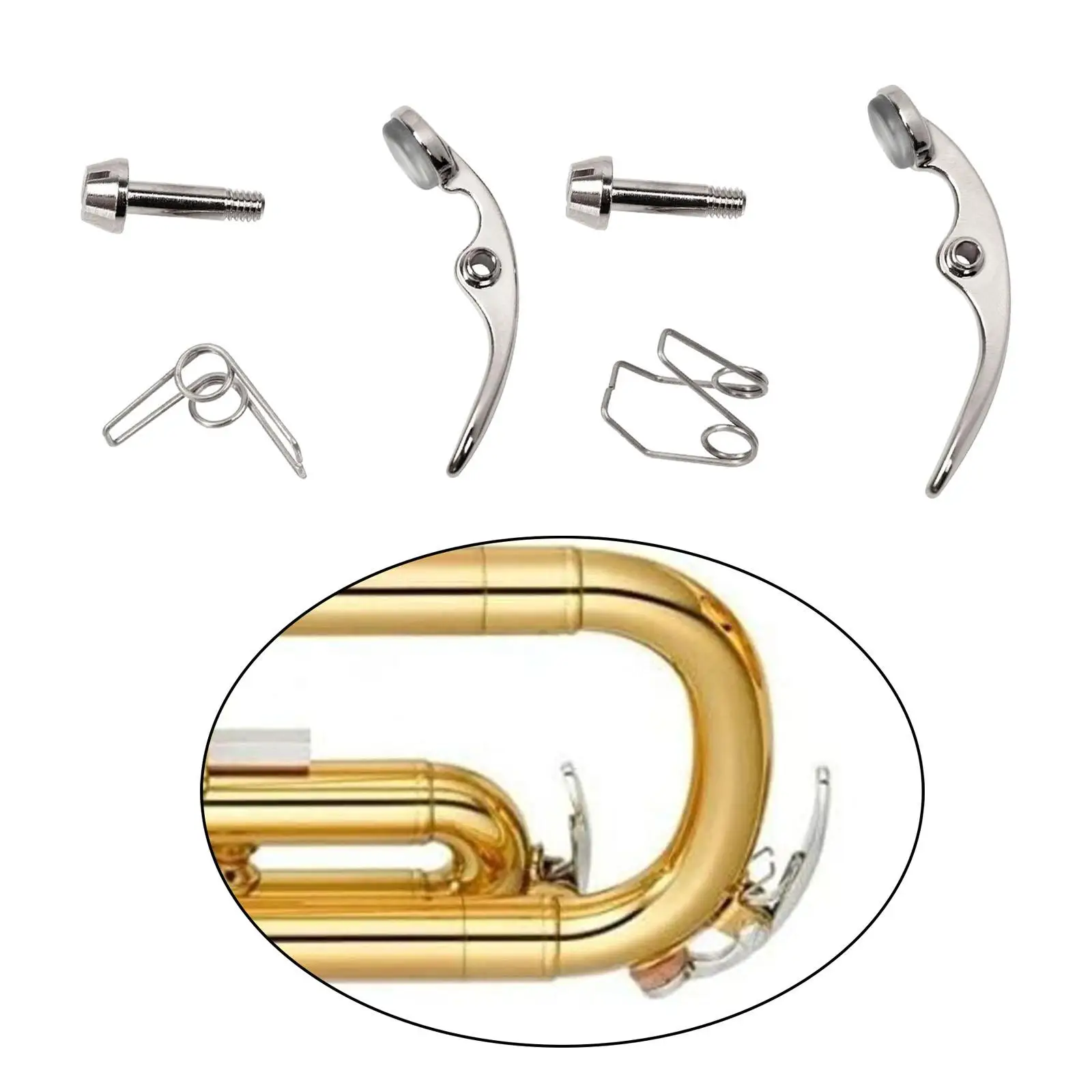 Trumpet Spit Valve Wind Instruments Accessory Water Value Valve with Springs Screws Drain Valve Key for Trumpet Brass Instrument