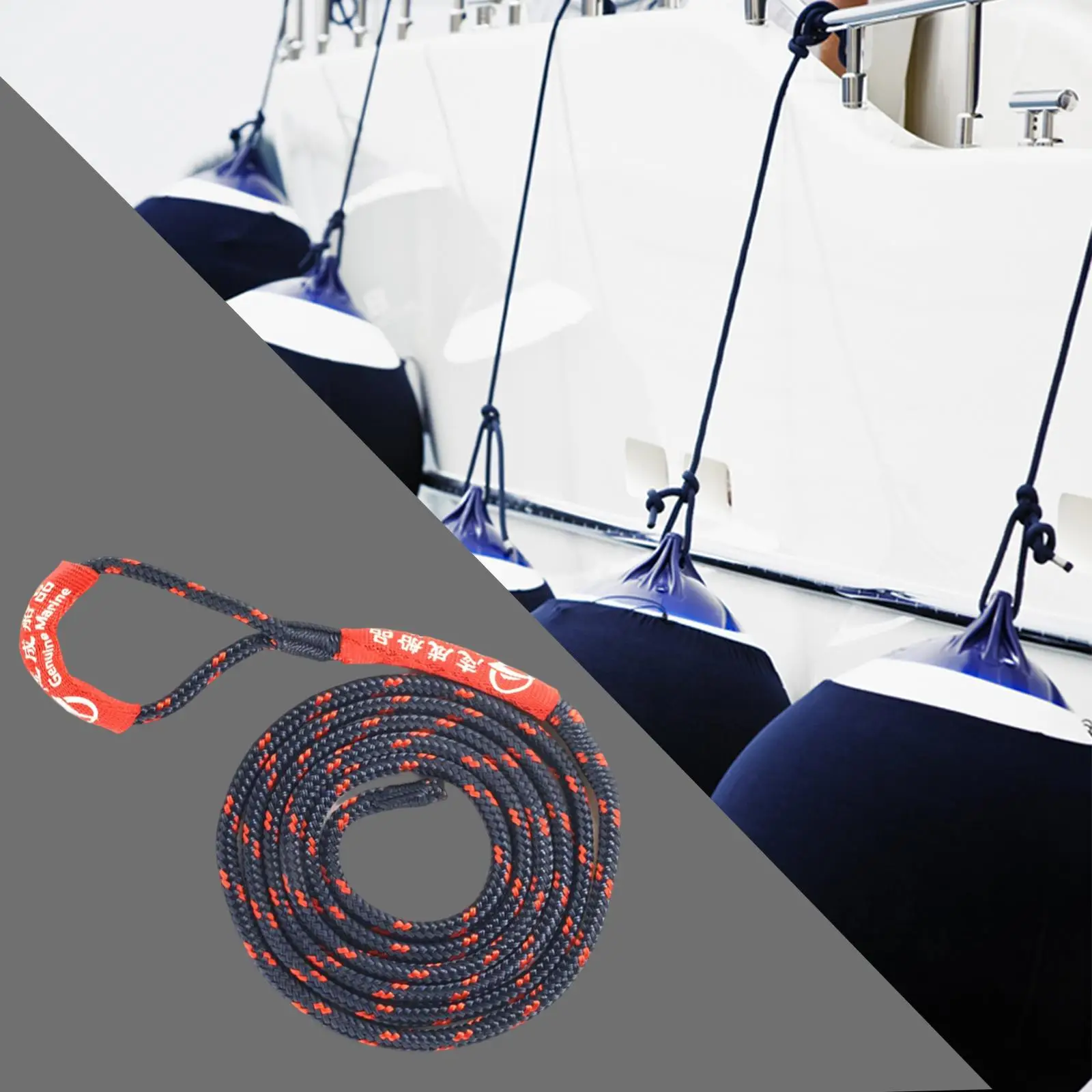 Boat  Line Nylon for Mooring, Stretch Resistant with  Loop, Strong Rope Boat Bumper Line UV Resistance Premium for Yacht