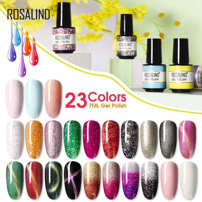 Best of ROSALIND Gel Nail Polish Glitter 100 Colors Semipermanent Varnish Hybrid Soak Off Gel Varnishes Nail Art Salon Base Top Coat Reviews & Tips