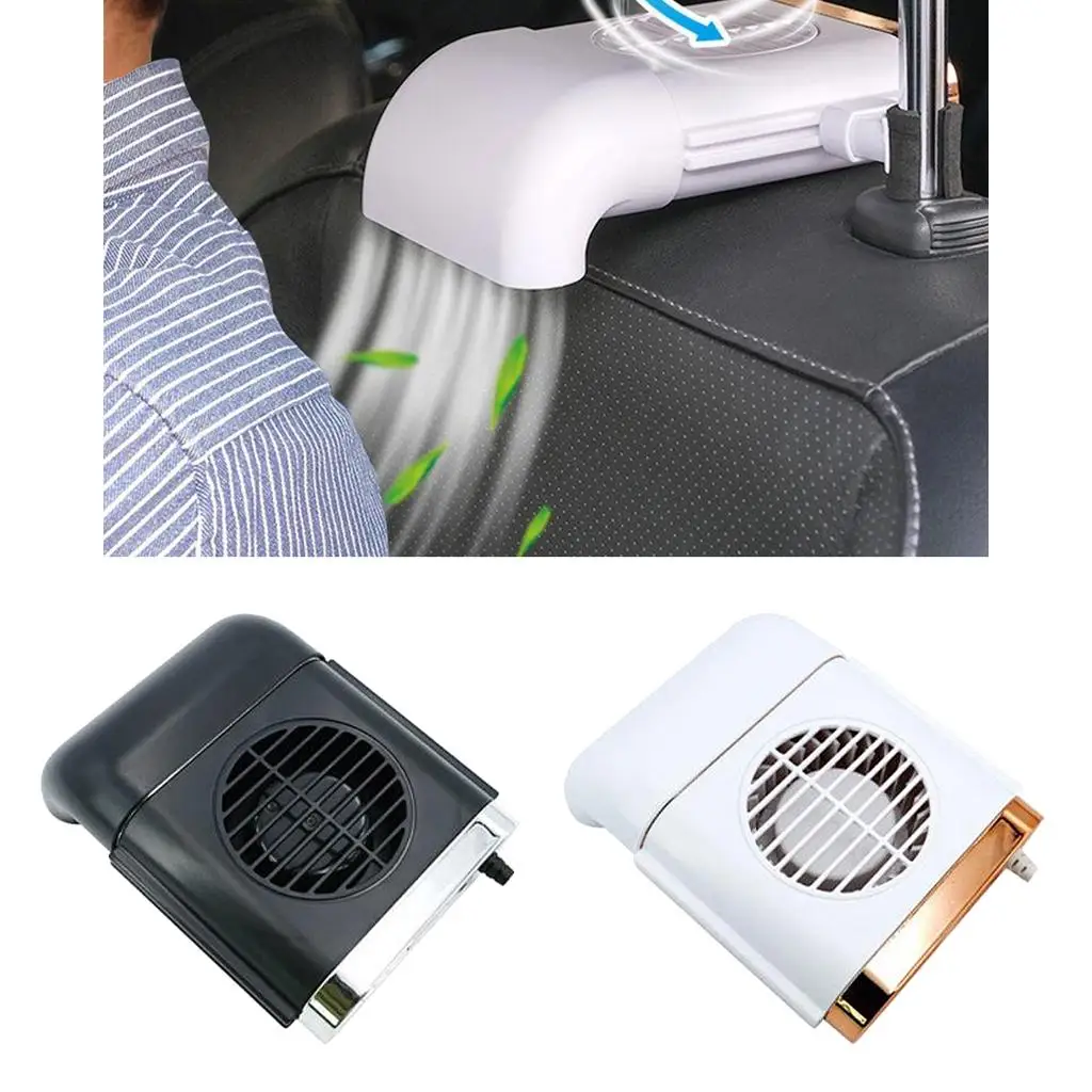 USB Cooling Fan Desktop Cooler Car Headrest Back Seat Silent Fan Black