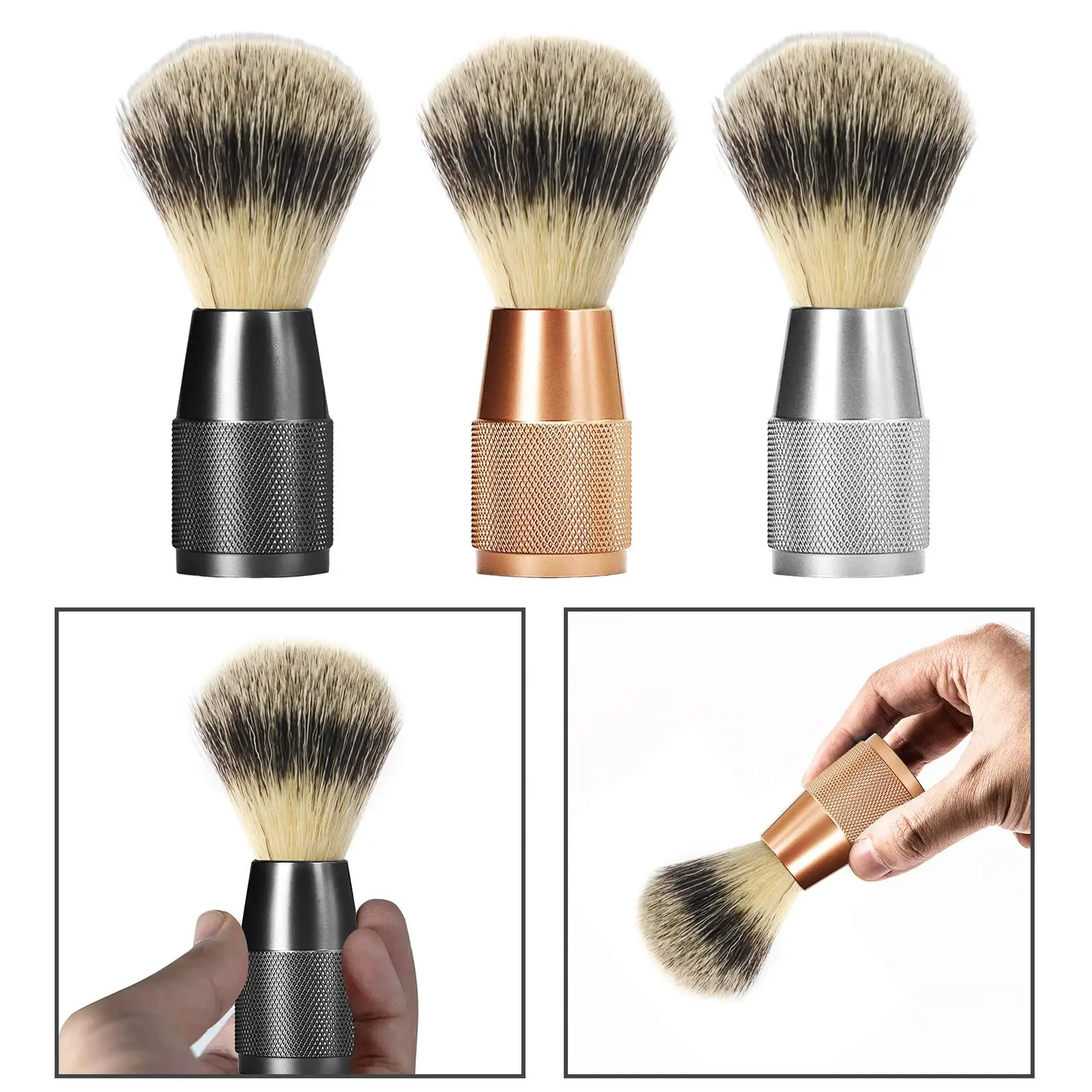 Hair Shaving Brush Nylon Bristles Shaving Accessory Durable Gentle Exfoliation Birthday Gift Length 4.3inch Tool Face Cleaning