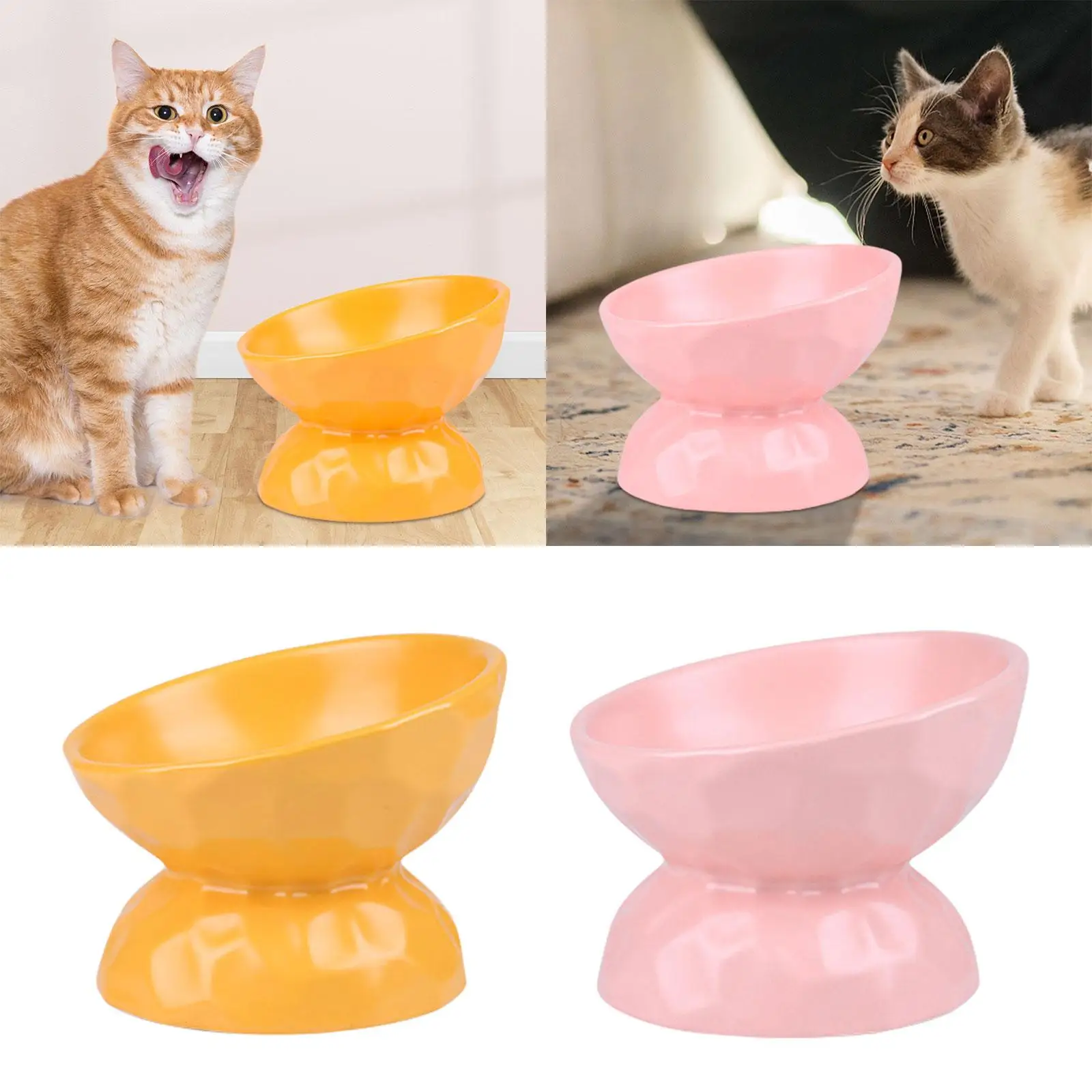 Raised Cat Bowl Pet Feeding Bowl Ceramic Pet Food Bowl Kitten Supplies Food Container Elevated Cat Food Bowl Pet Water Bowl