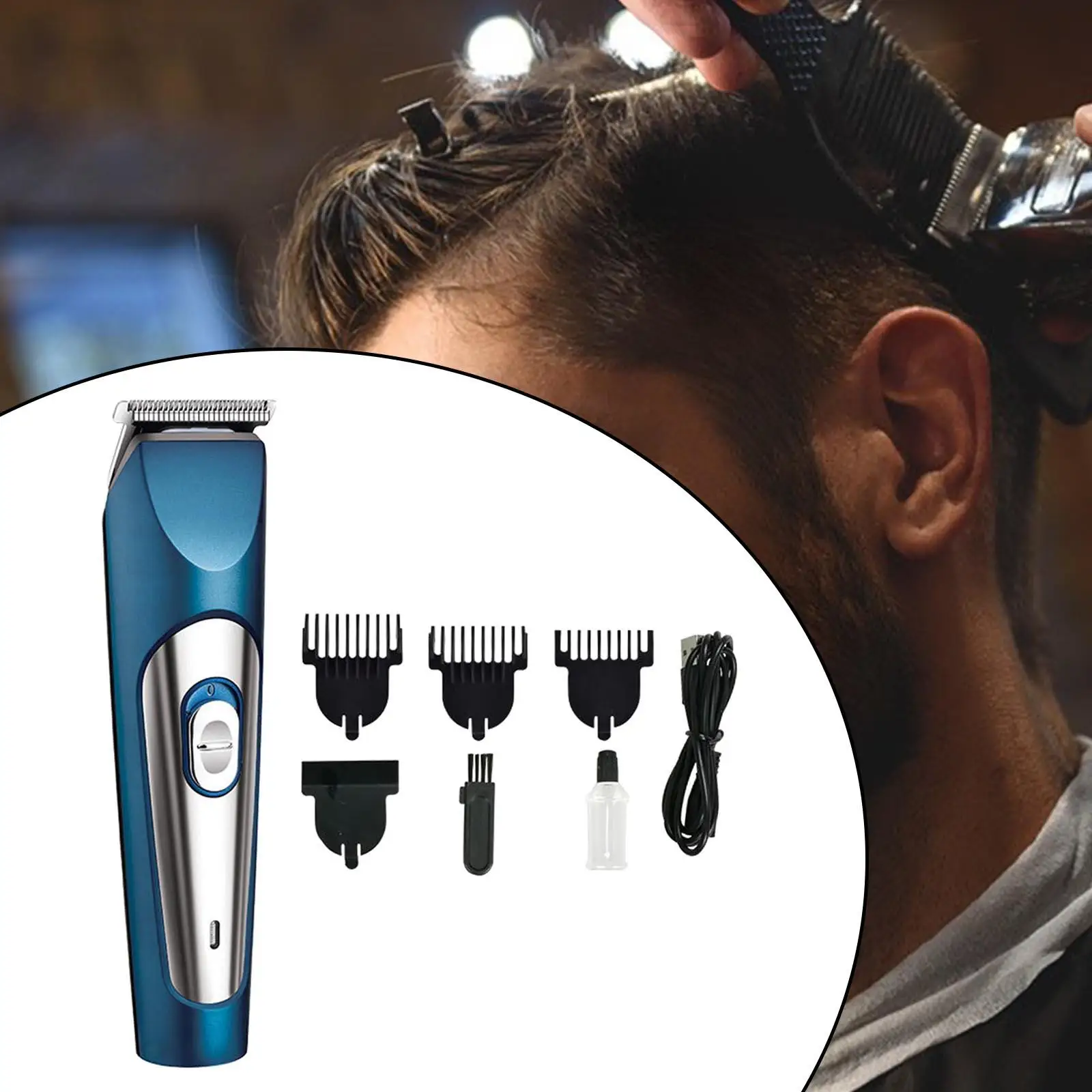 Professional Hair Clipper Stainless Steel Removable USB Rechargeable for Men