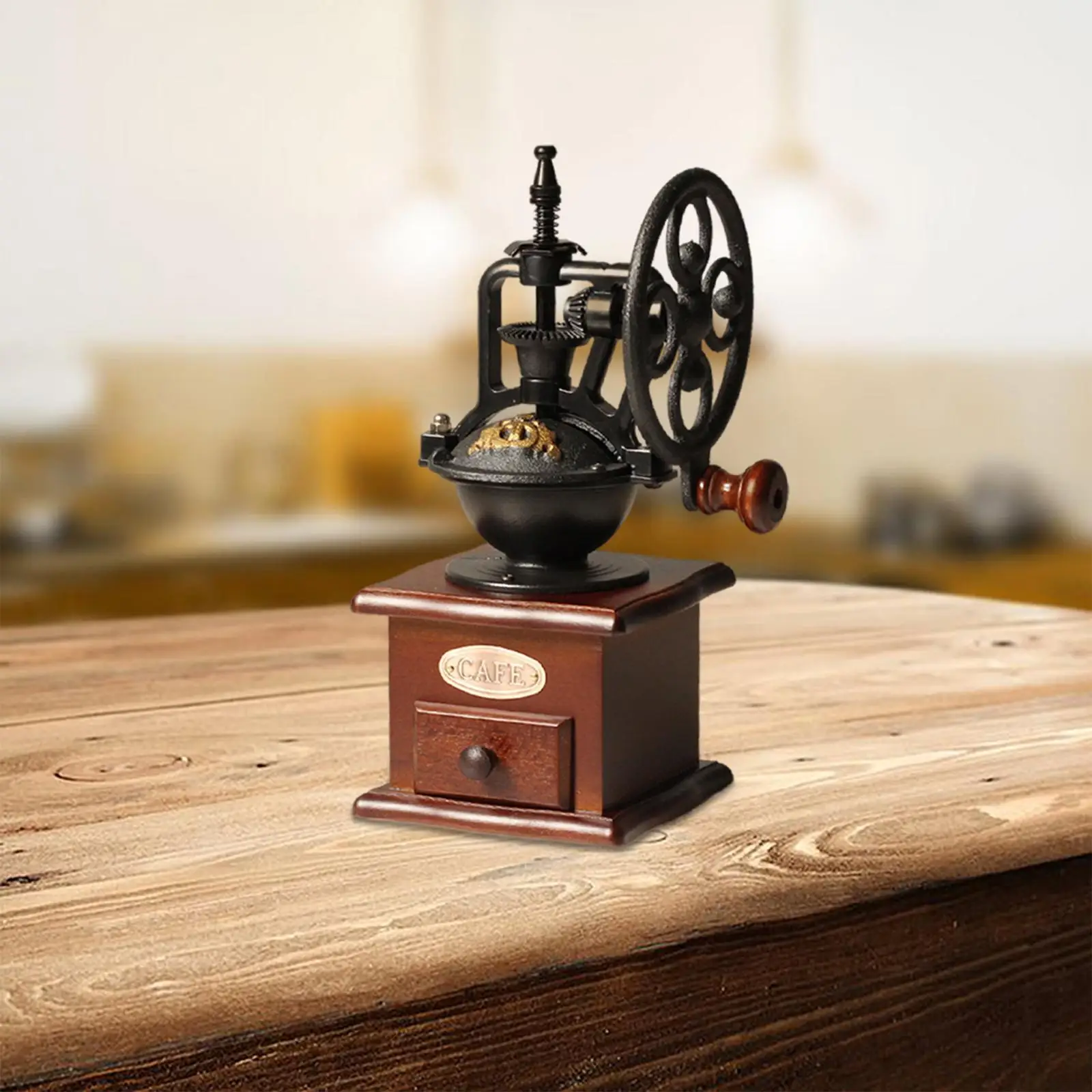 Cast Metal Coffee Grinder Windmill Wheel Coffee Bean Mill for Home Kitchen Coffee Beans, Spices, Pepper, Grain