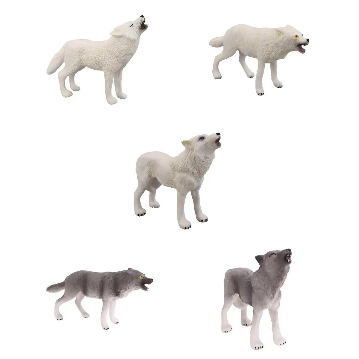 5 Piece Wolf Figurines Preschool Miniature Animal Toy BPA Free Boys Girls