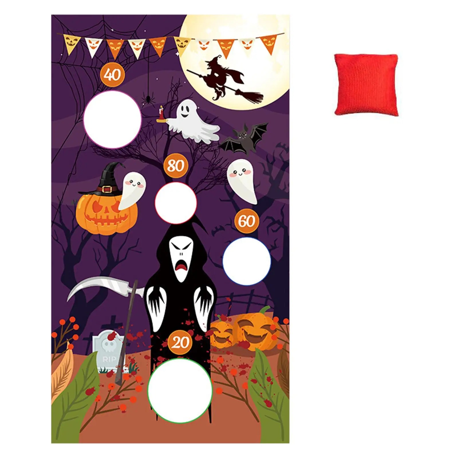 Reusable Halloween Toss Game Hanging Toss Game Banner Party Favor for Courtyard Beach Outdoor Game Toys Activities