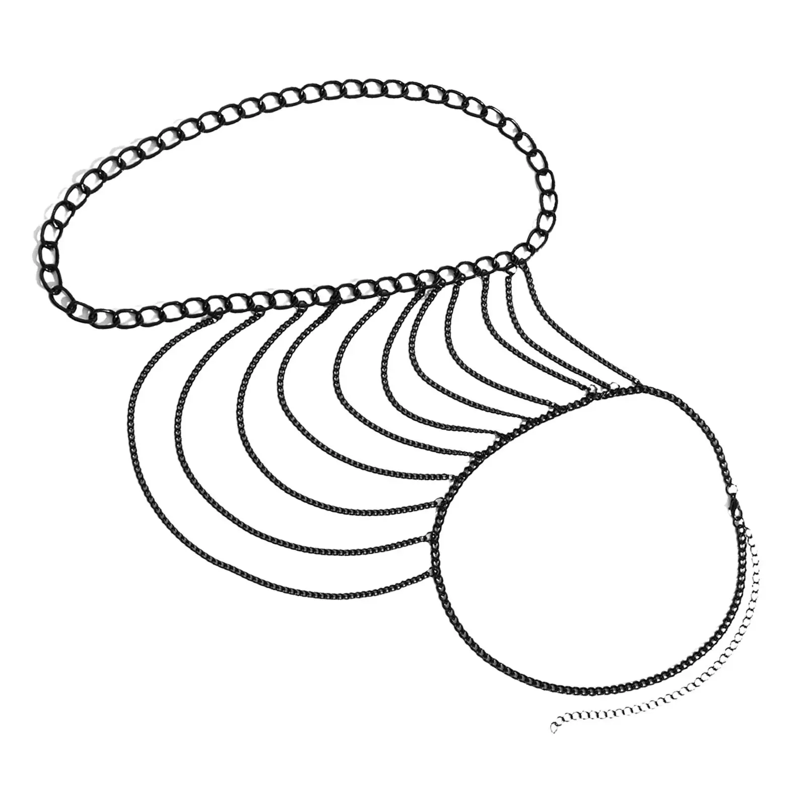 Choker Necklace Shoulder Tassel Chain Black for Club Bar Punk Jewelry Rock Choker