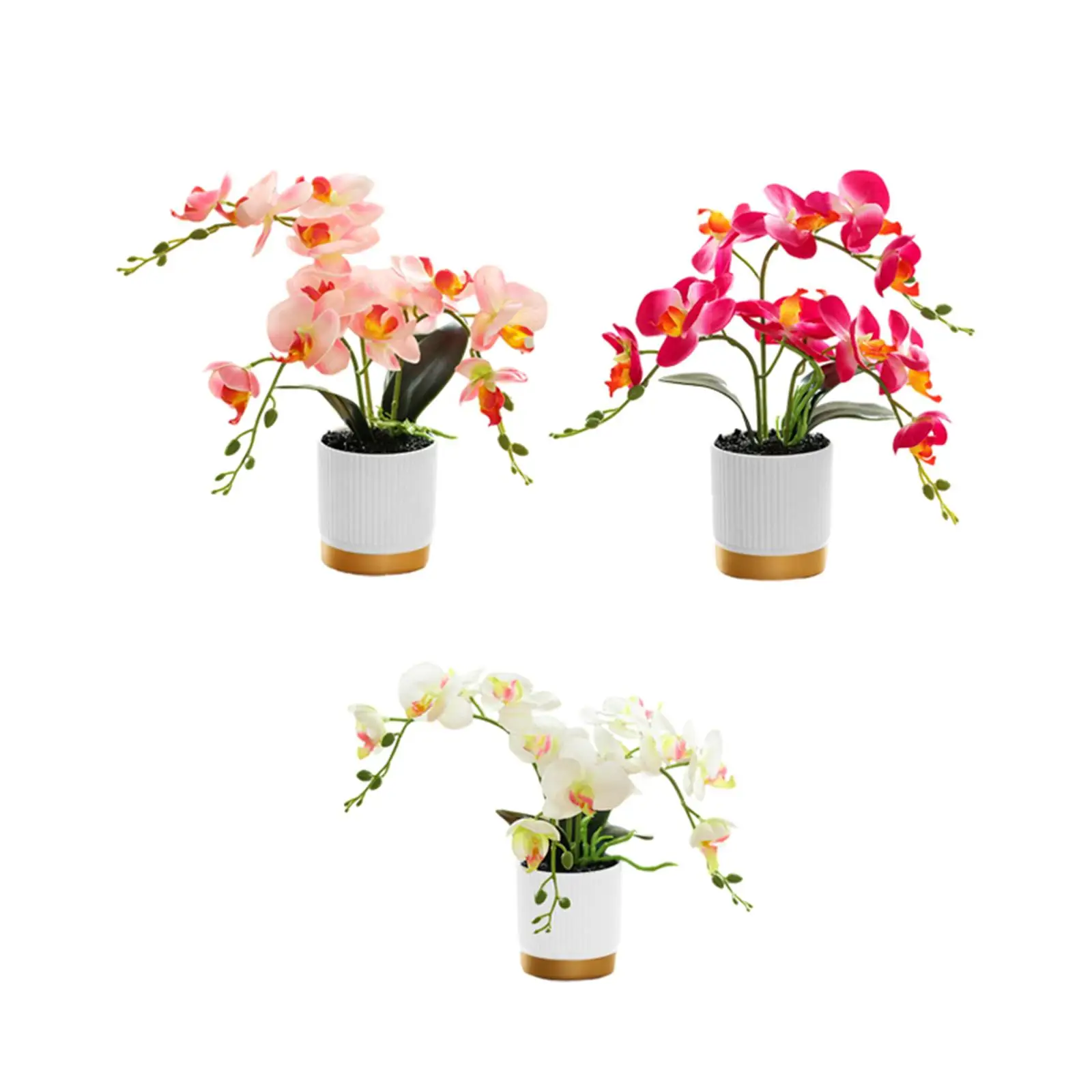 Artificial Flower in Pot Potted Plants Easy to Clean Ornament Fake Orchid Bonsai for Garden Bathroom Spring Festival Kitchen