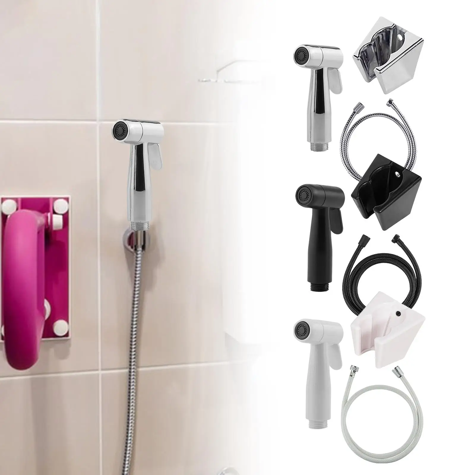 Bidet Toilet Sprayer Set with Hose and Wall Bracket Holder for Toilet Cleaning Pet Shower Washroom Gardening Floor Cleaning