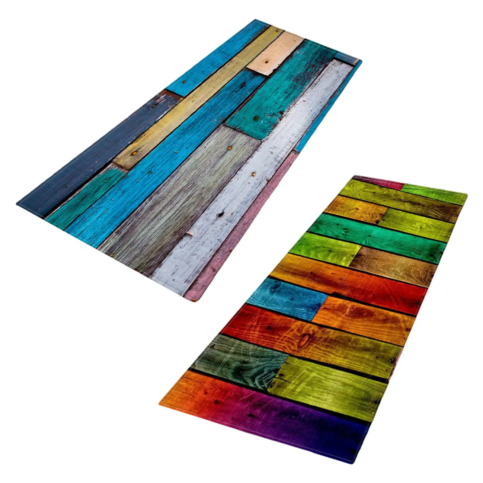 Modern Kitchen Rugs and Mats Rectangle Polyester Fiber Doormat 23.62x70.87inch Floor Planks for Apartment Home Decor Washable