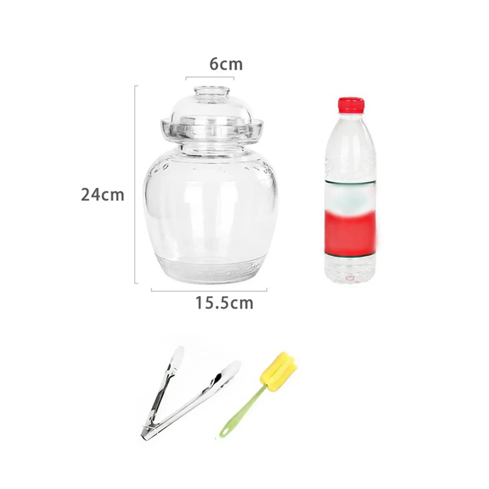 Glass Pickle Jar Durable Stable with Lid Convenient to Observe Food Containers Thick Glass Fermenting Jar for Household Cooking