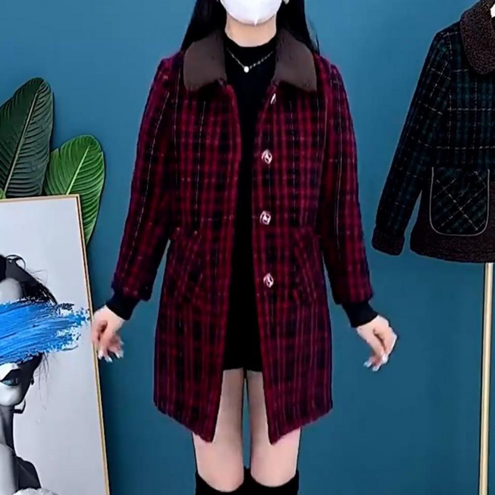 Title 2, Women Warm Coat Women Soft Jacket Plaid Print L...