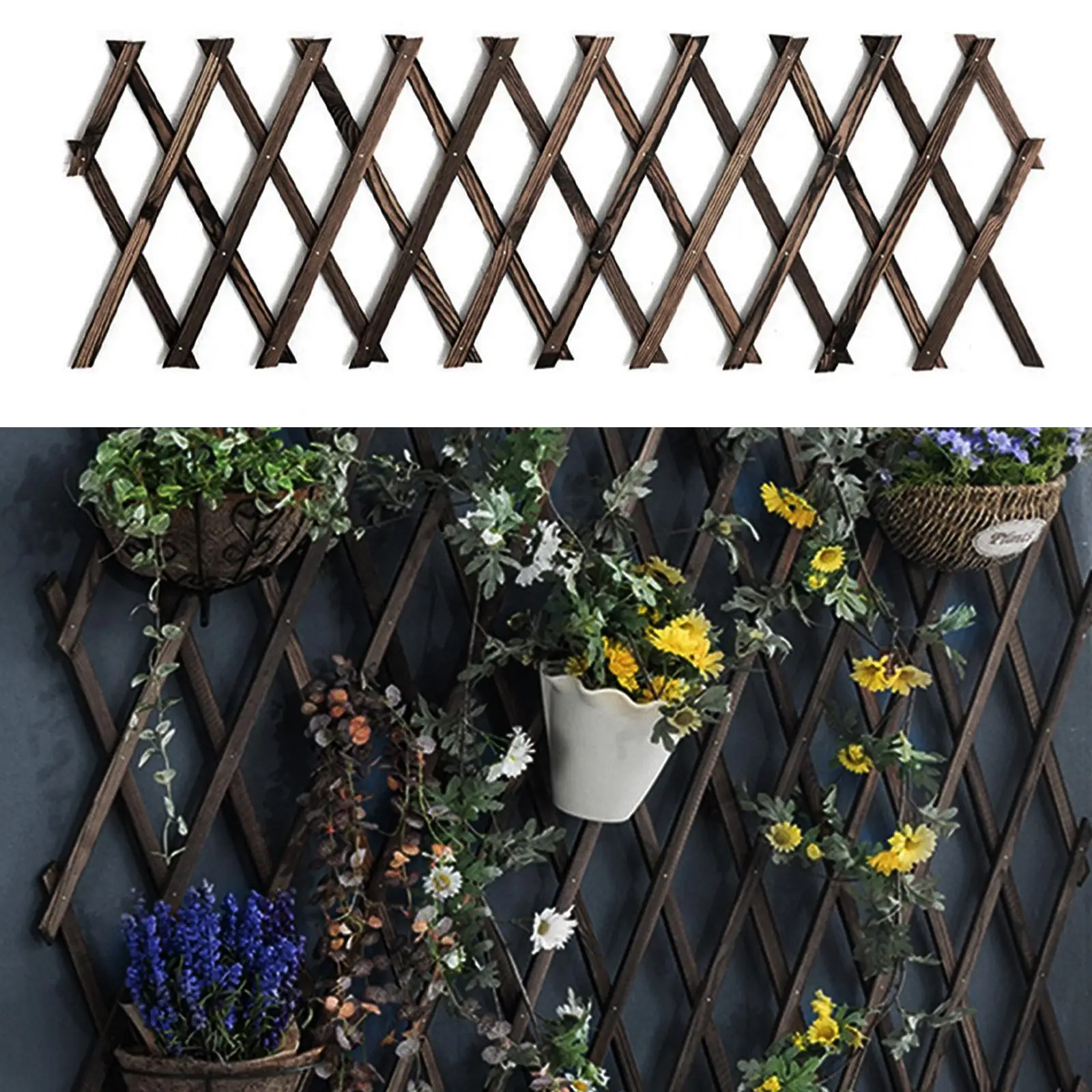 Extendable   Wooden Trellis Fence Panel for Vine Ivy Cucumber Lawn Decor
