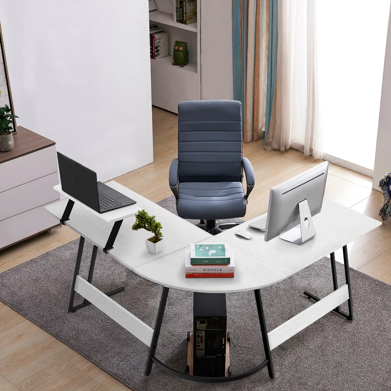 Description Picture 5 of itemVineego L-Shaped Computer Desk Modern Corner Desk with Small Table,White office desk  gaming desk