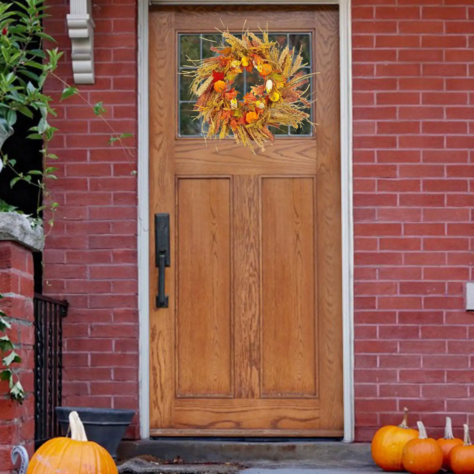 17.7inch Fall Wreath Front Door Harvest Artificial Garland Indoor Outdoor Hanger Farmhouse for Table Porch Party Wedding Home