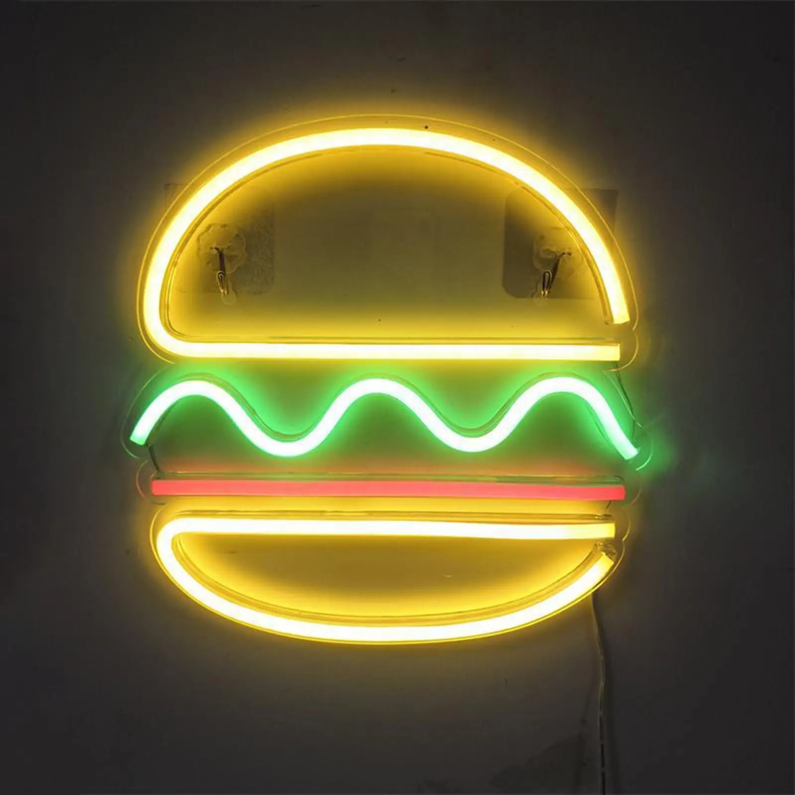 Hamburger Neon Sign, Neon Light, Wall Decoration for Interior Decoration,