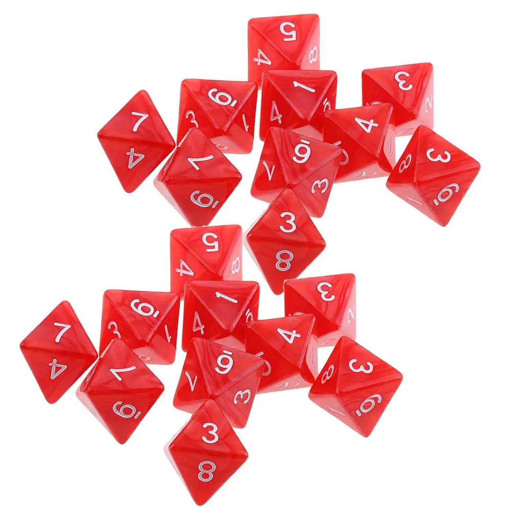 20pcs 8 Sided Dice D8 Polyhedral Dice for playing Games Dice Gift Red