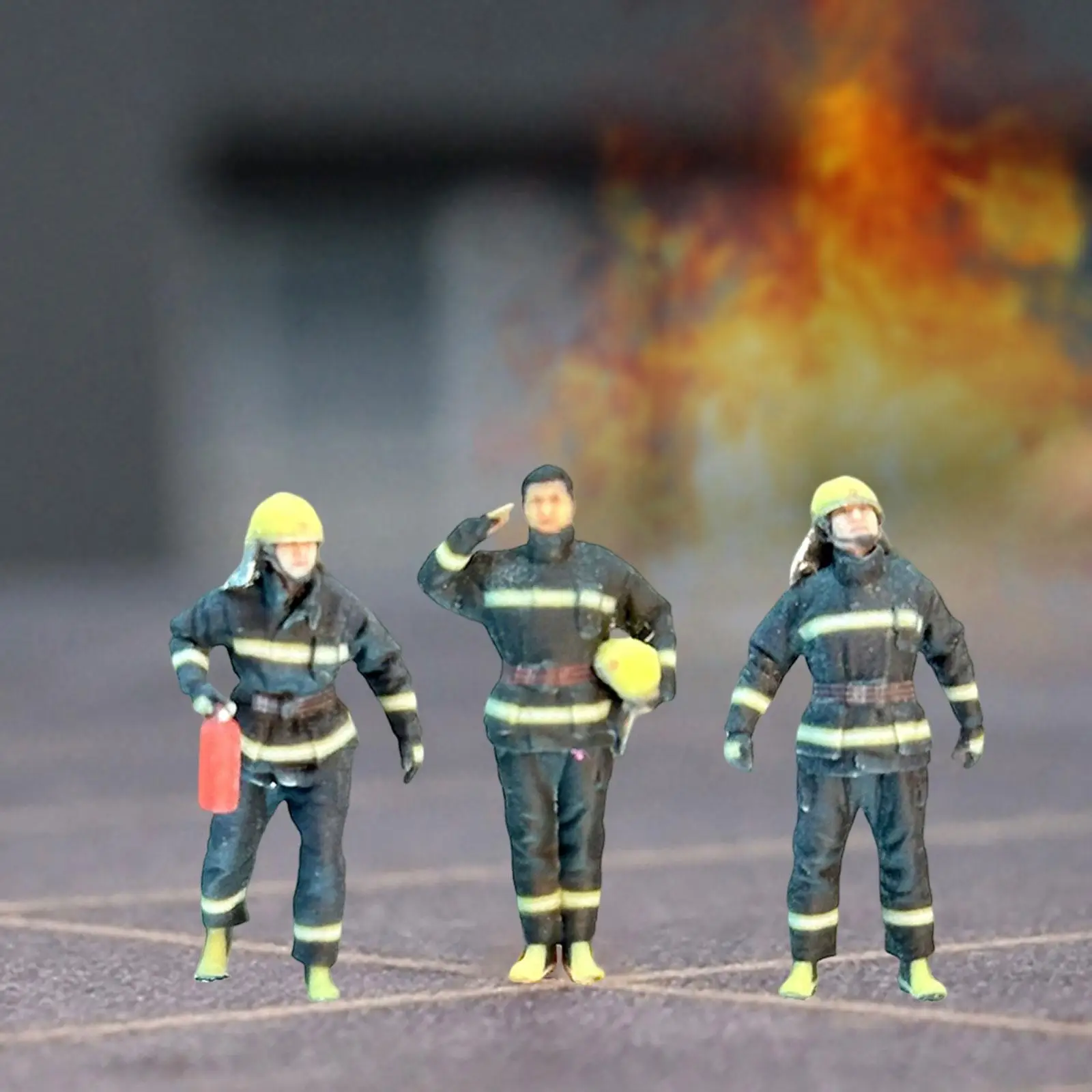 Miniature 1:64 Firefighter Figures Architecture Model Realistic Sand Table Ornament for Diorama Micro Landscapes Accessories