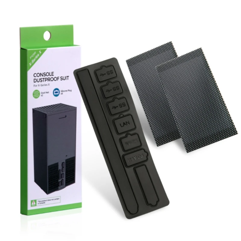 YYDS Dust Plugs Set Anti-dust Dirt Proof Cover Case Mesh Filter Kit Compatible for x box Series X Console (Black)