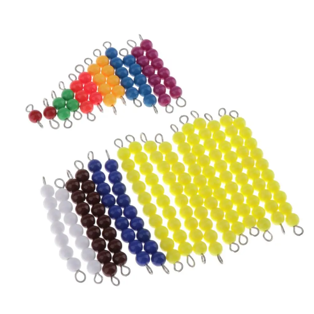 Montessori Math Materials 2 Sets of Colored Stair Beads 1 9 & 10pcs