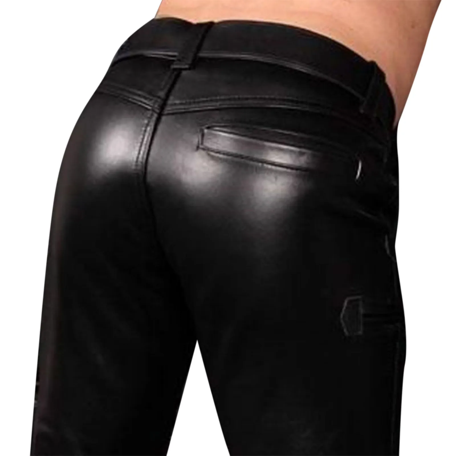 Men's Fashion Casual Pants Large Size Zipper Leather Pants Skinny Leather Pants Streetwear Motorcycle Male Trousers fruit of the loom sweatpants