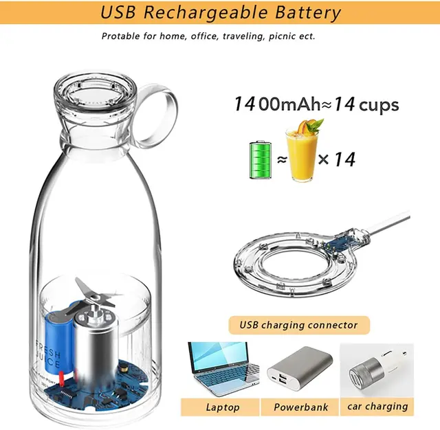 Licuadora eléctrica portátil con USB, miniprocesador de alimentos, batidora  Personal de mano - AliExpress