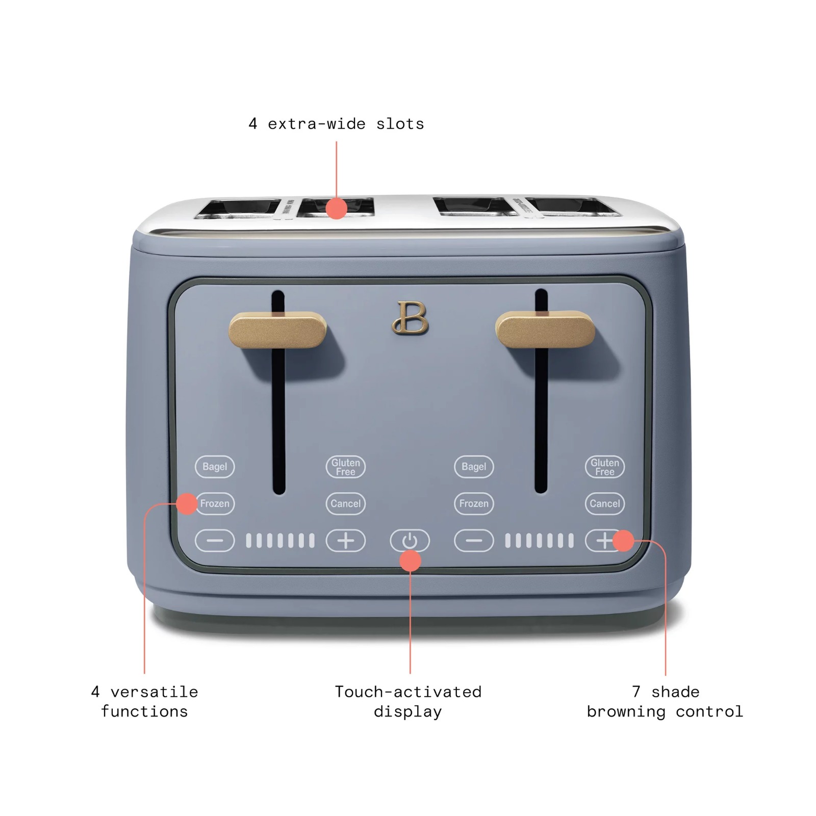 Title 3, 4-Slice Toaster with Touch-Activated Display, C...