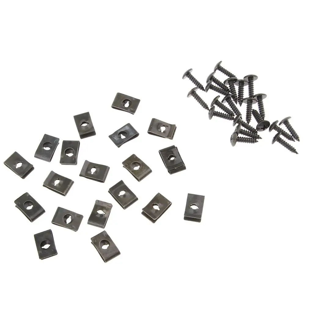 20x Universal Spring  License Panel U-Clips  Nuts with Screws Scooter