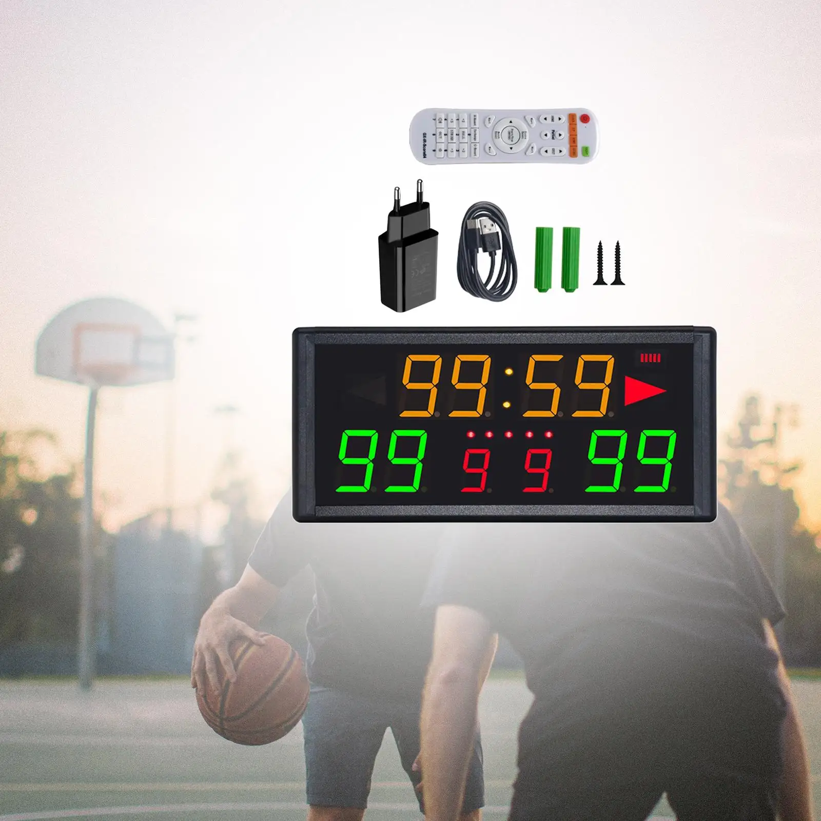 Digital Scoreboard 33ft to 49ft Control Distance Professional Electronic Scoreboard for Basketball Volleyball Badminton Football