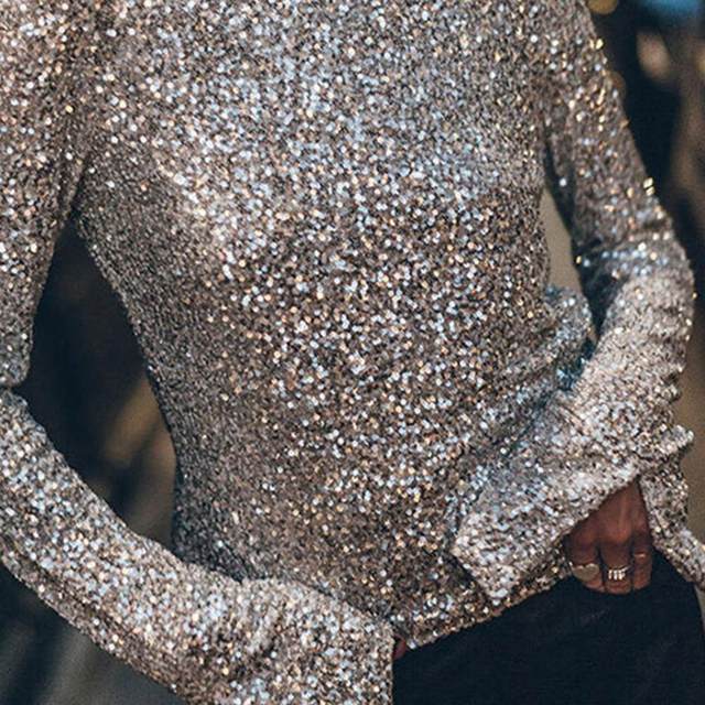 Haut Sequin Grande Taille Haut à Paillettes Pour Femme Manches