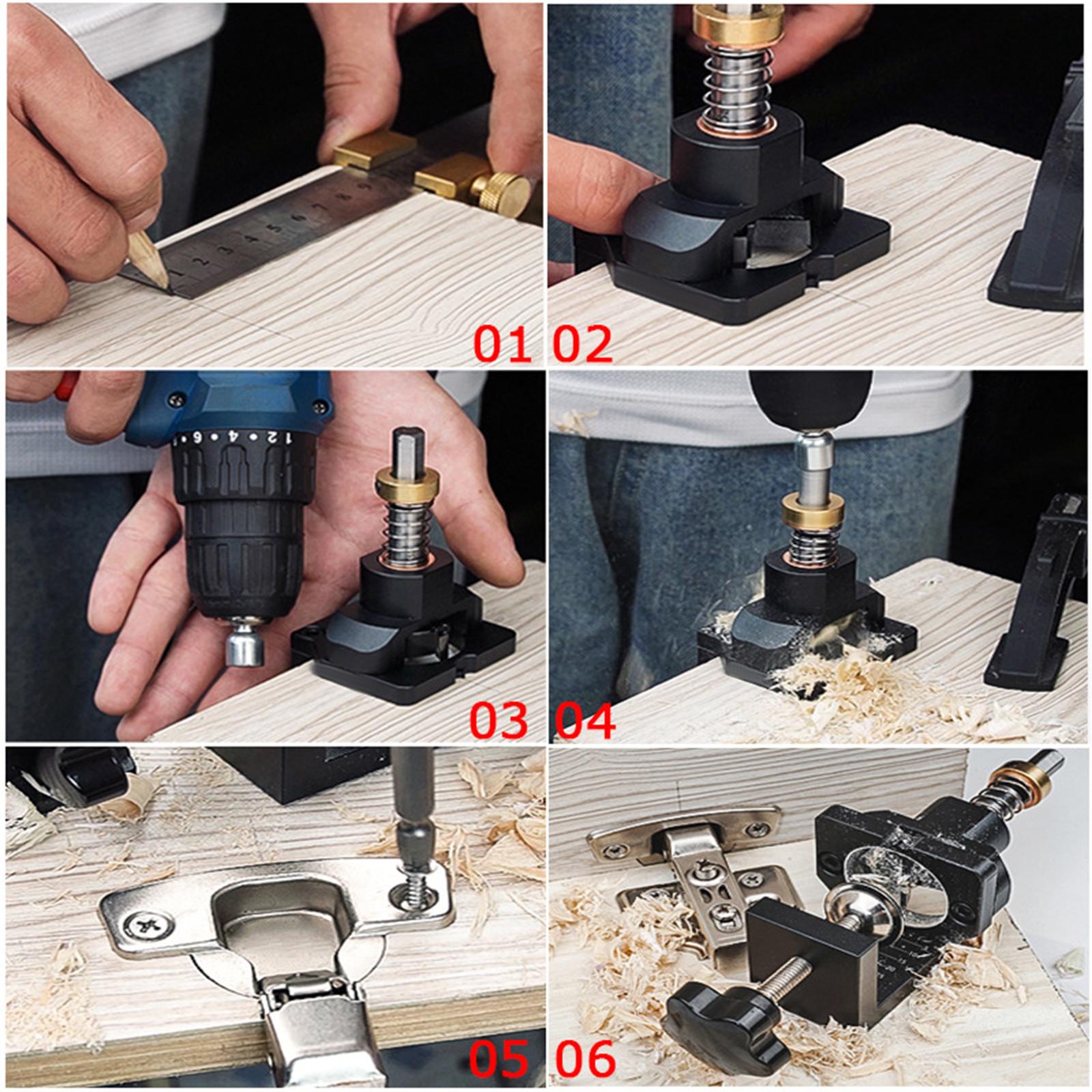 Aluminum Alloy 35mm Hinge Hole Opener Drill Guide Door Boring Jig Positioner DIY Pocket Hole Cutter for Cabinet Household Door