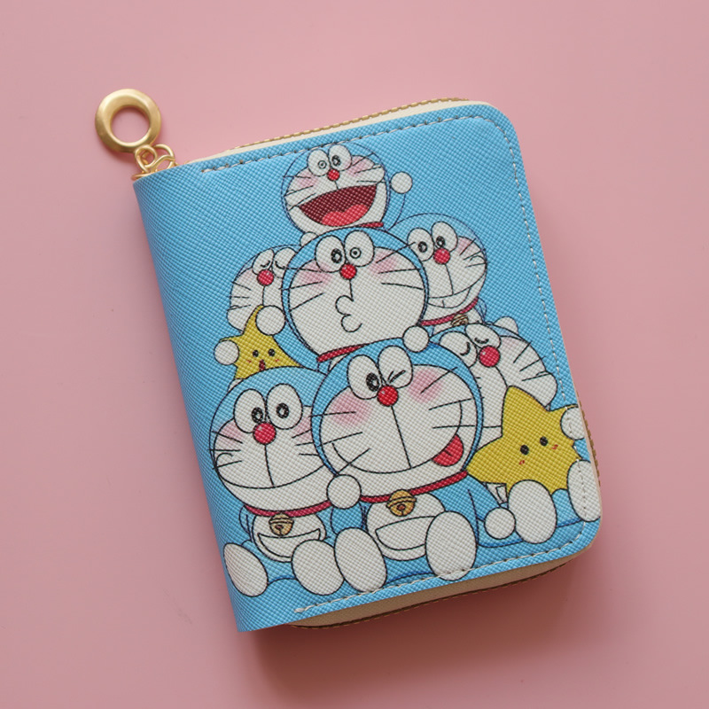 Heißer Verkauf Doraemon Kurze Tasche Anime Druck Nette Brieftasche Cartoon Karte Halter Mini Zipper Geldbörse Kawaii Geldbörsen Schlüsselanhänger Fall – Detail 12