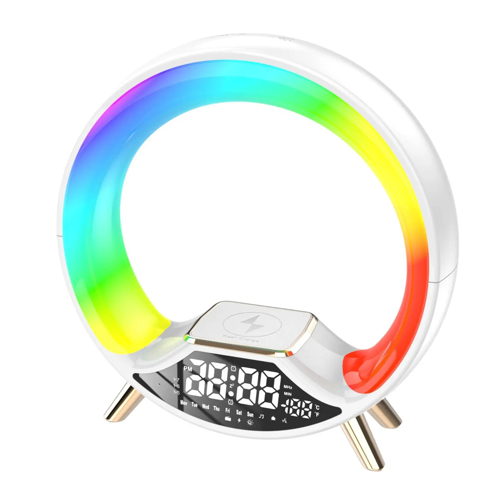 Digital Alarm Clock with Colorful Light Electronic Desktop Clock Mute Bedside Small Alarm Clock for Bedroom Office Home Decor