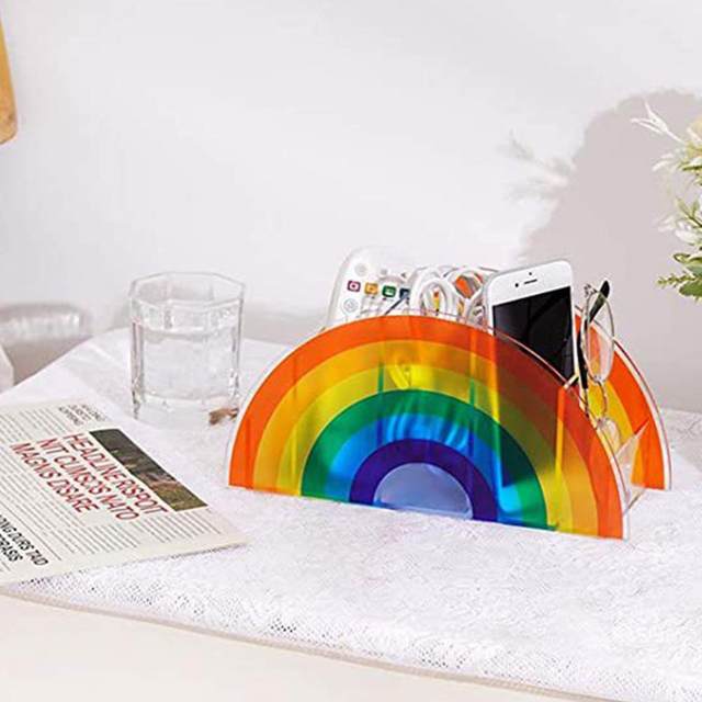 Organizer da scrivania portapenne scatola portaoggetti arcobaleno colorato  astuccio portapenne scatola Organizer portamatite per ufficio a casa -  AliExpress