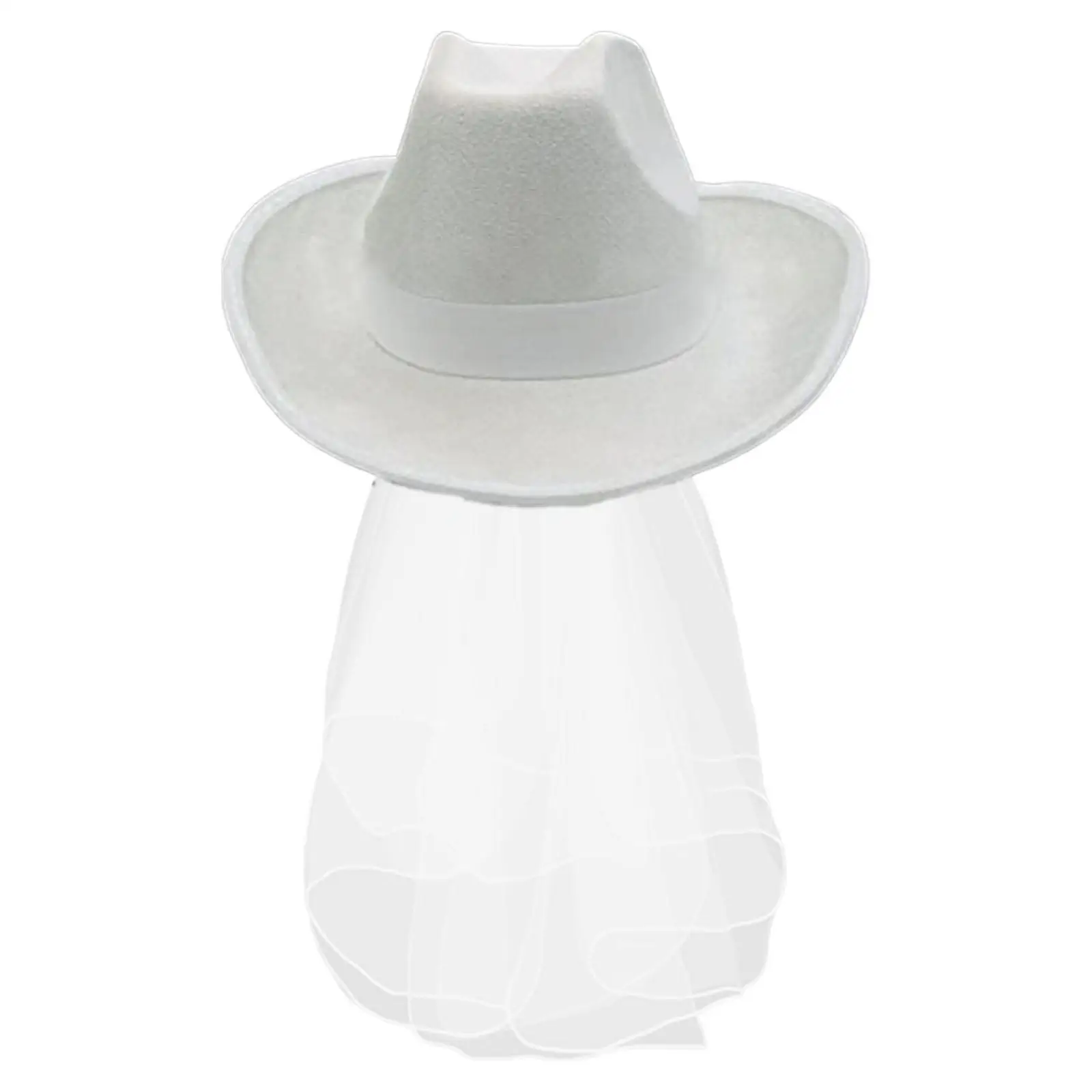 Bride Hat with Veil, Bride Hat, Wide Brim, , White  Hat for Unmarried Party Supplies Wedding 