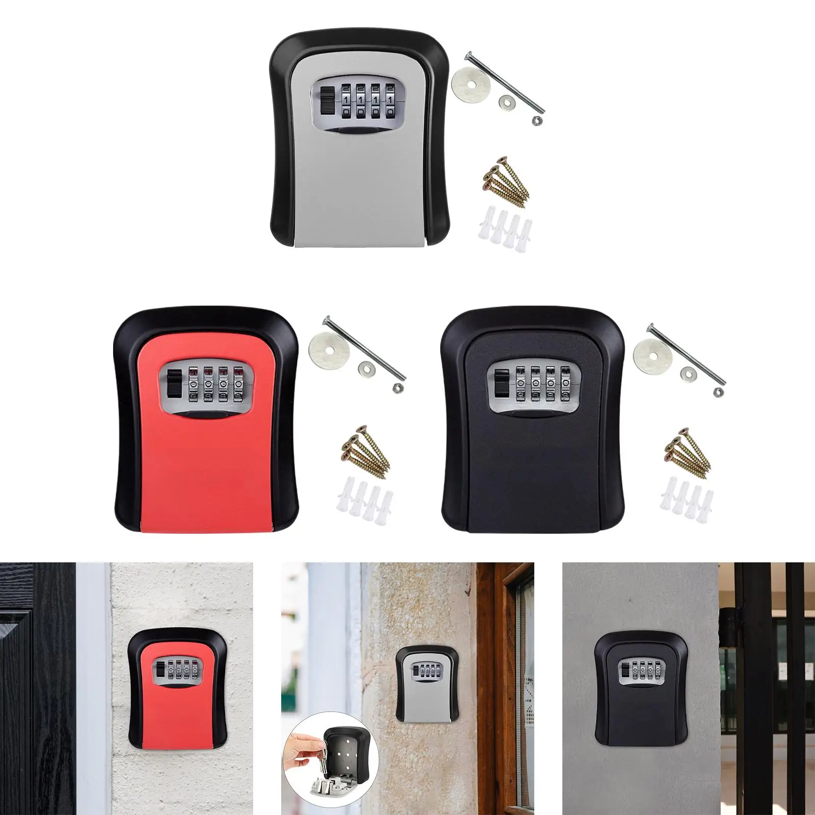 Outdoor Key Storage Box Organizer 4 Digit Combination Key Storage Case for Company Garage Indoor House Supplies