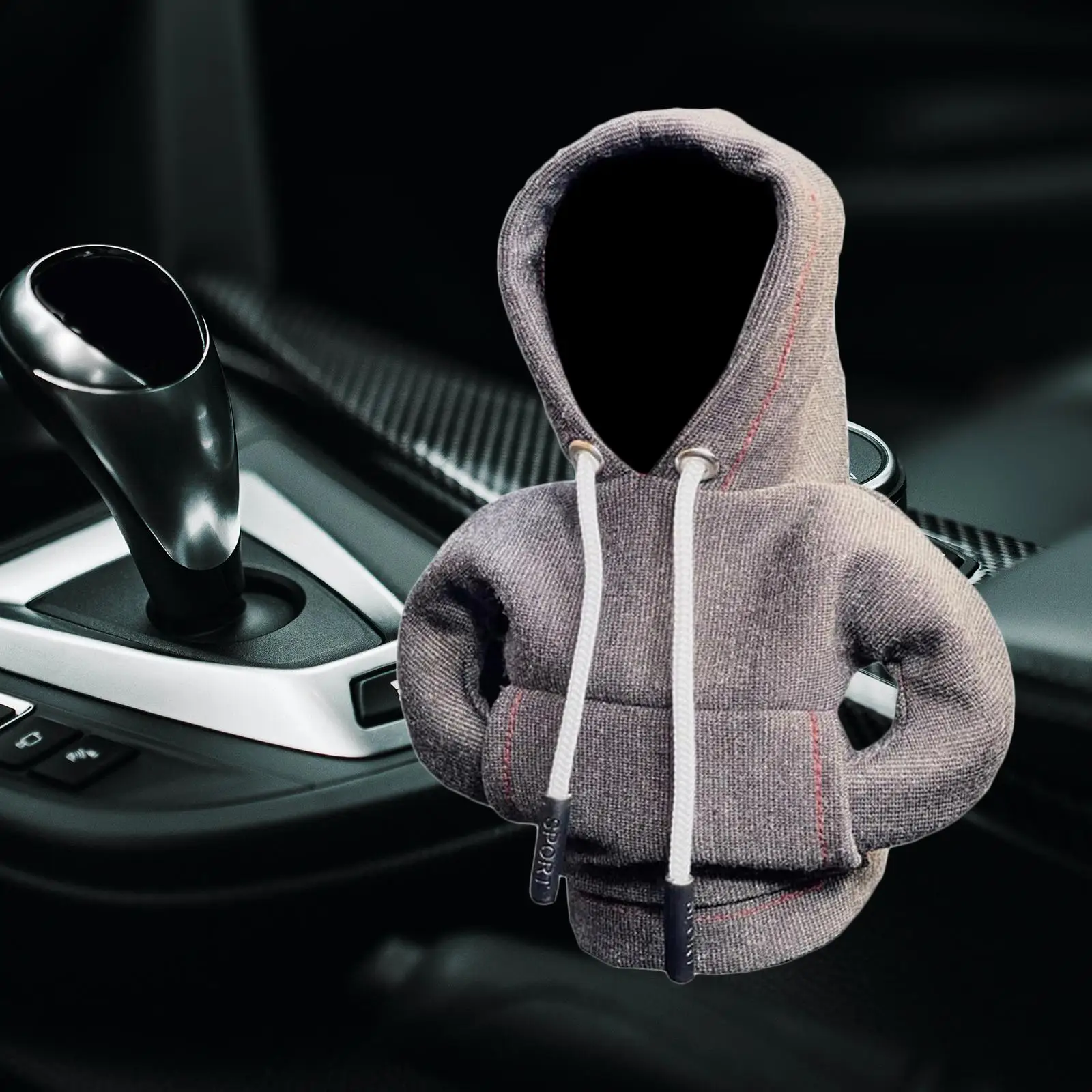 Auto Gear Shifter Knob Cover Hoodie Cloth Anti Slip Easy to Install Decoration Holiday Funny Universal Winter Warm Knob Hoodie