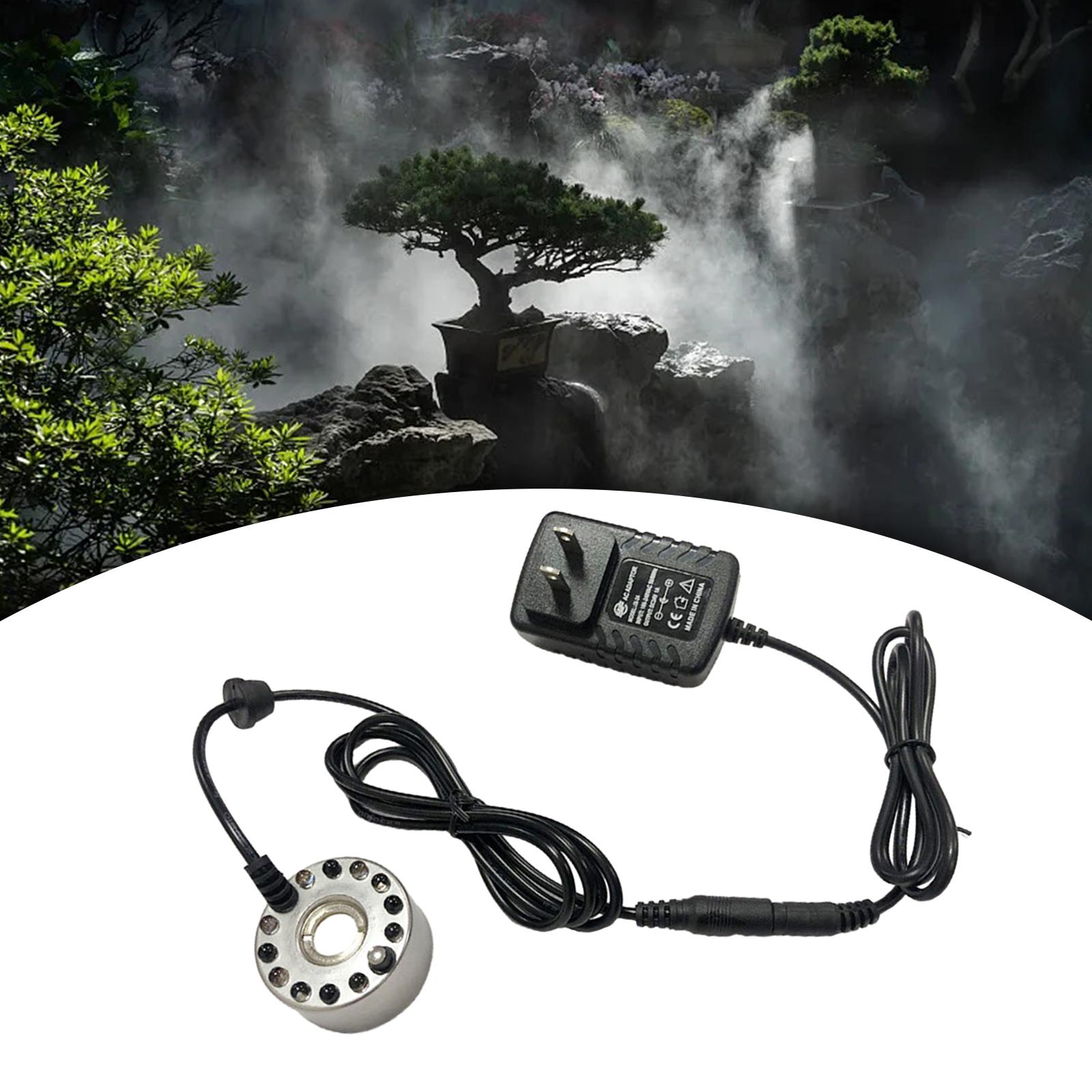 Pond Fog Machine Air Humidifier 12 LED Lights US Adapter Plug Sturdy Accessory Lightweight Ultrasonic Mist for Pot Rockery Sink