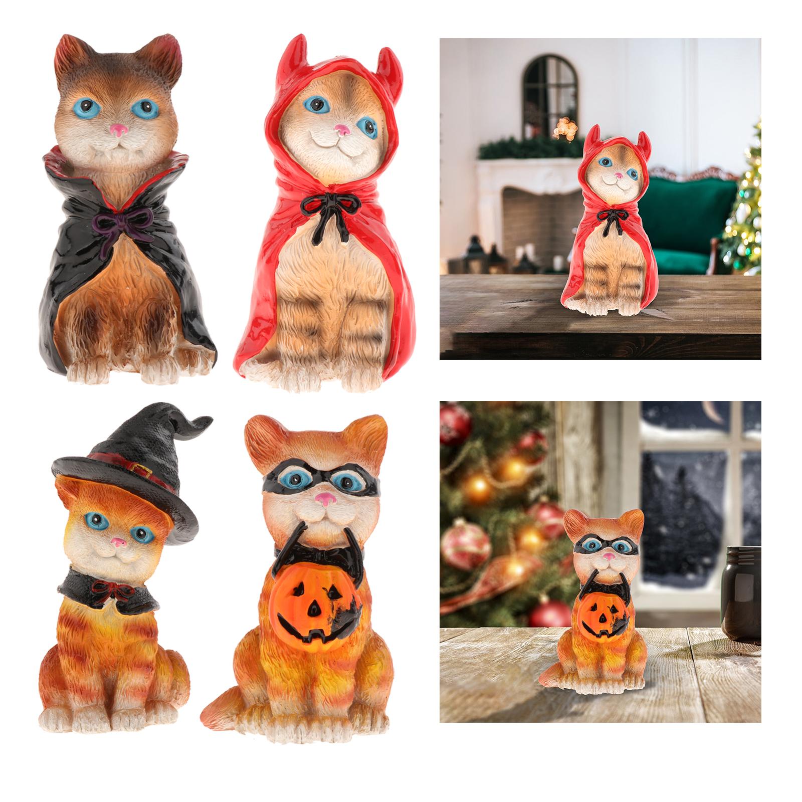 Cute Halloween Cat Statue Resin Craft for Car Dashboard Decor Souvenirs