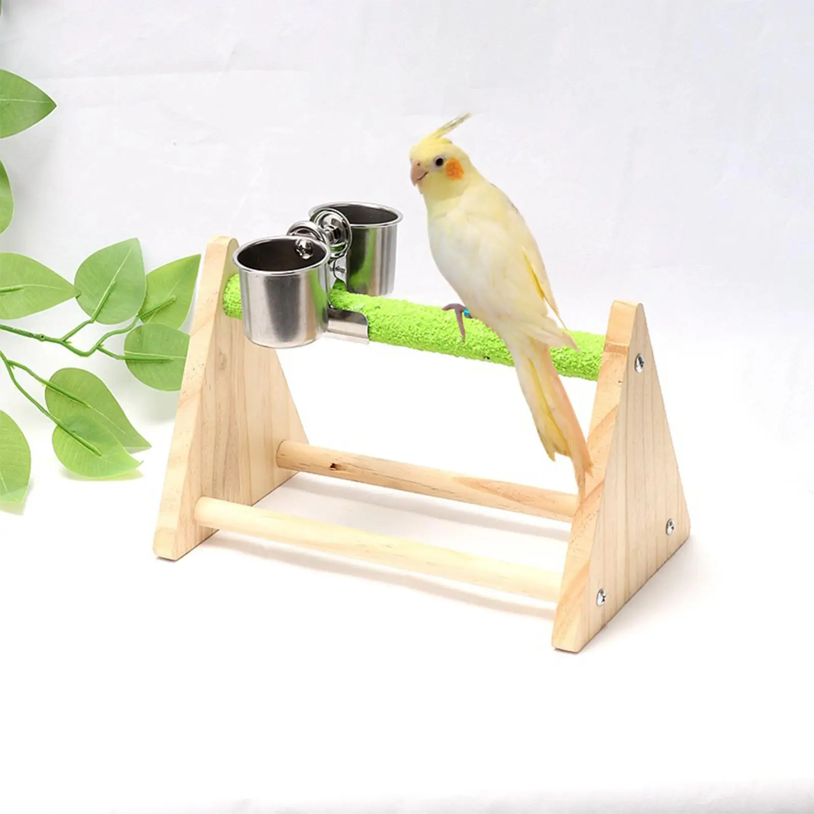 Bird Feeder stands with Feeding Cups Wood Perch Stand Bird stands for Finch Parakeet