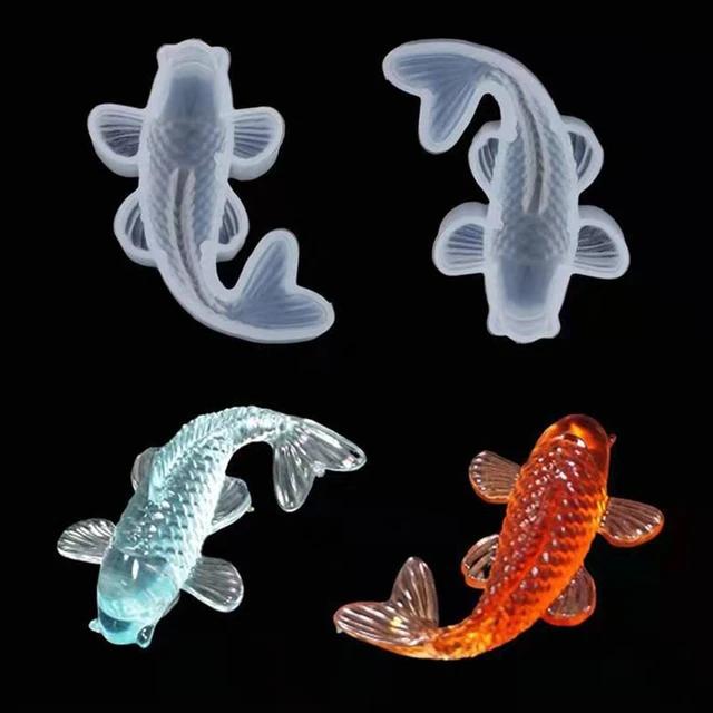 3 Pcs Mirror Goldfish Three-dimensional Koi Ornaments UV Crystal Epoxy Mold  Soap Wax Plaster Resin