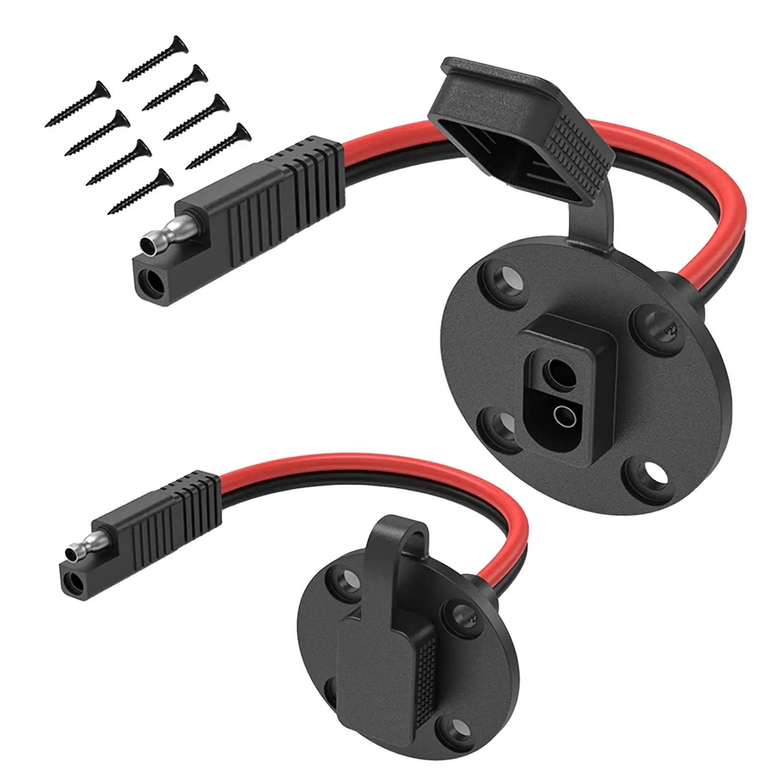 2 Pieces SAE Socket 2 Holes Motorcycle 30A SAE Connector 12AWG Accessory Quick Connect Disconnect Flush-mountable Extension Cord