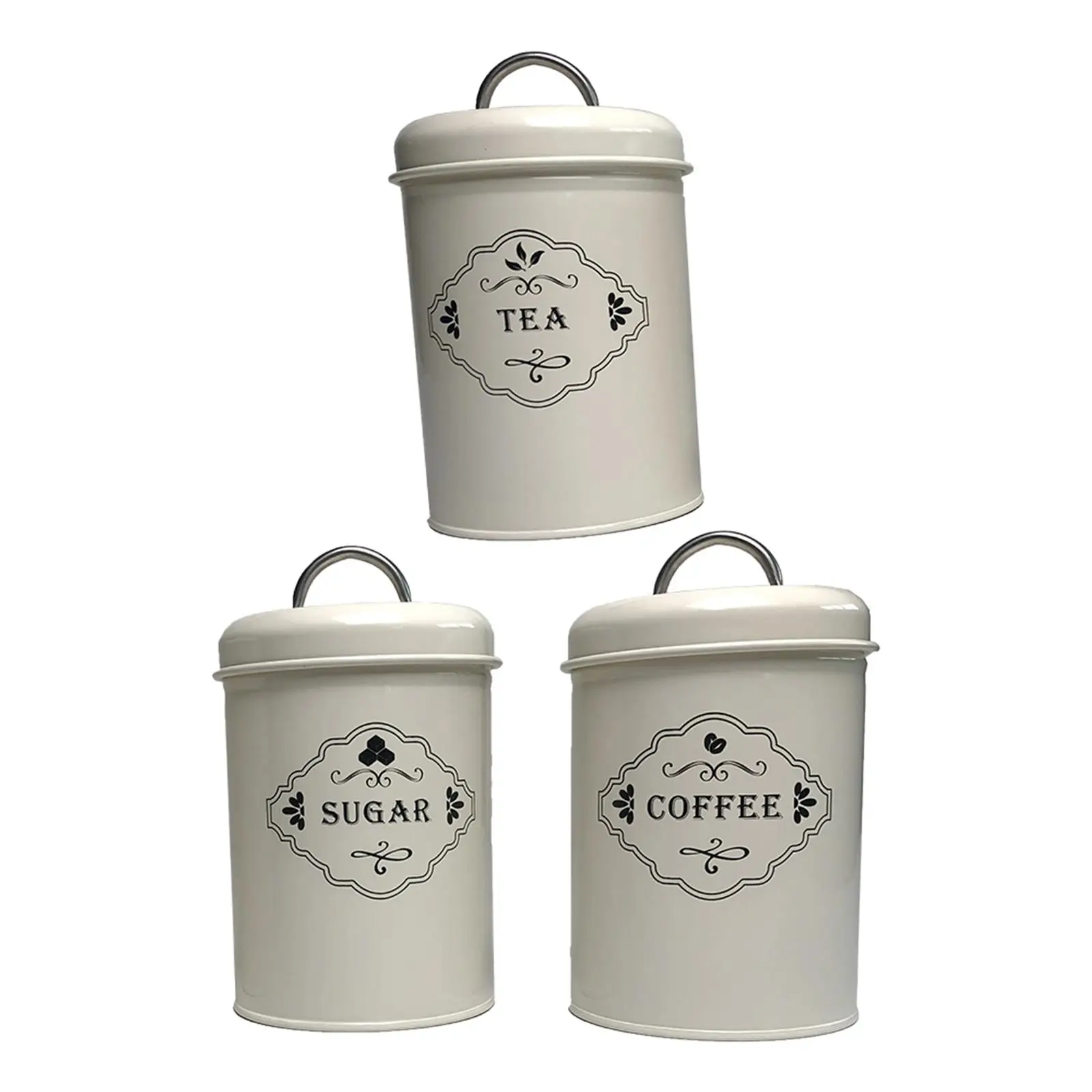 3pcs Tea Coffee Tin Canisters Kitchen Storage Pots Container