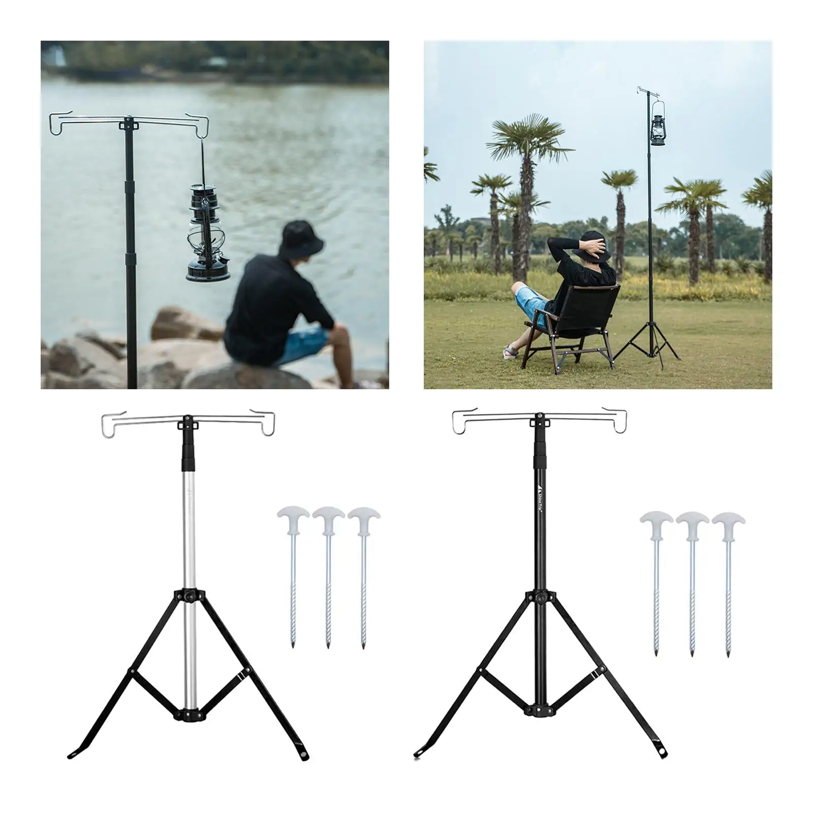 Camping Lantern Post Tripod Design Portable Folding Collapsible for Barbecue